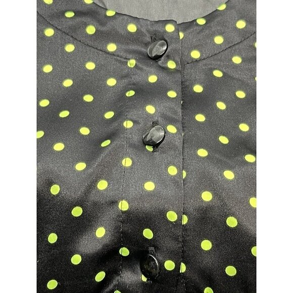 Princess Vera Wang 7 Tunic Top Dress Pleated Black Green Polka Dots Sheer Back - Picture 5 of 8